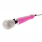 Pink wand with gray domed head and three gray buttons with black cord. The unparalleled power makes this one of the best sex toys available.