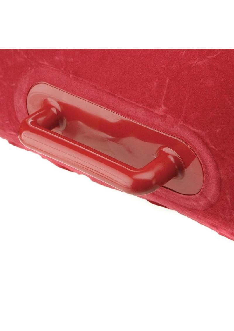 Red sturdy handle on the side of the pillow. Great for sexual health and those with disabilities.