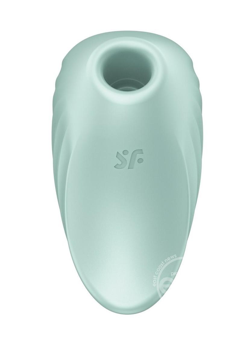 Pale purple smooth silicone vibrator with clitoral stimulator at top and ribbed sides for easy handling.