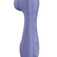 love yourself with the purple clitoral stimulator with two interchangeable caps. Back side with 3 button controls.