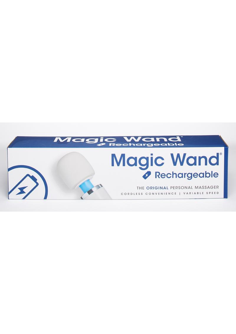 Boxed white wand with large domed head with 3 blue buttons. Undoubtedly one of the best sex toys and most powerful vibrators available.