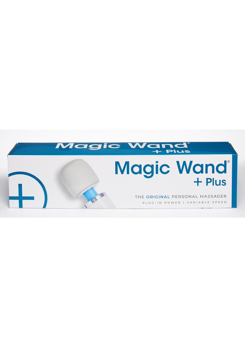 Boxed white wand with large domed head with 3 blue buttons and white cord. Undoubtedly one of the best sex toys and most powerful vibrators available.