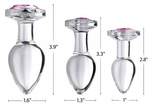 Booty Sparks Pink Gem Glass Plug Set (3 Pieces)