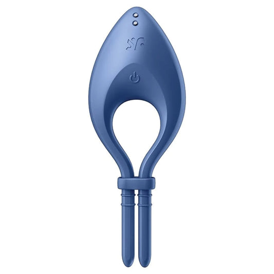 blue cock ring with adjustable base and squid shaped head for clitoral stimulation
