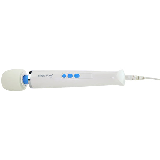 white wand with large domed head with 3 blue buttons and white cord. Undoubtedly one of the best sex toys and most powerful vibrators available.